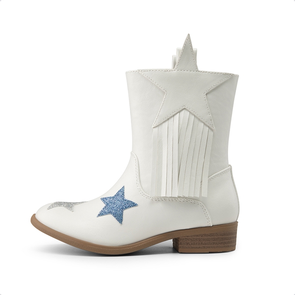 Kids Star Tassel Cowgirl Boots - WHITE - 1